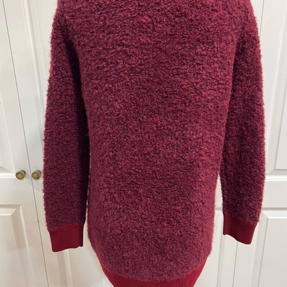 J. Crew Boucle Burgundy Red Boucle V Neck Sweater - Picture 7 of 15